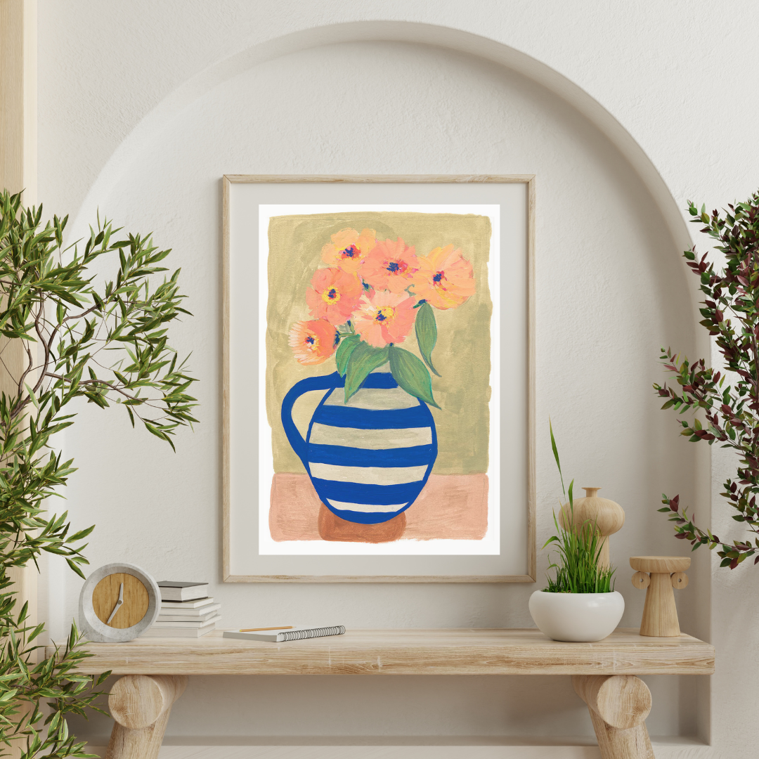 Still Life - Blue Vase and Flowers