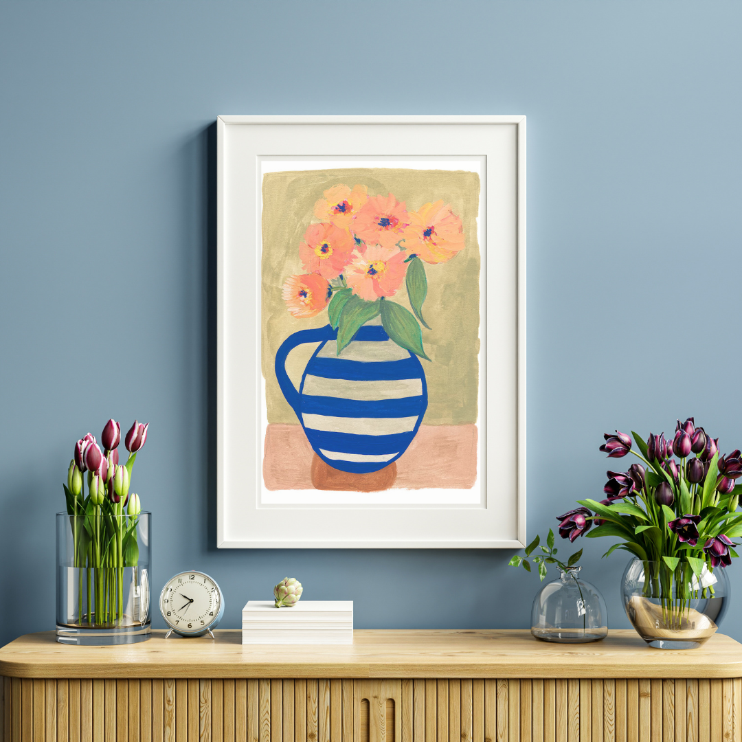 Still Life - Blue Vase and Flowers
