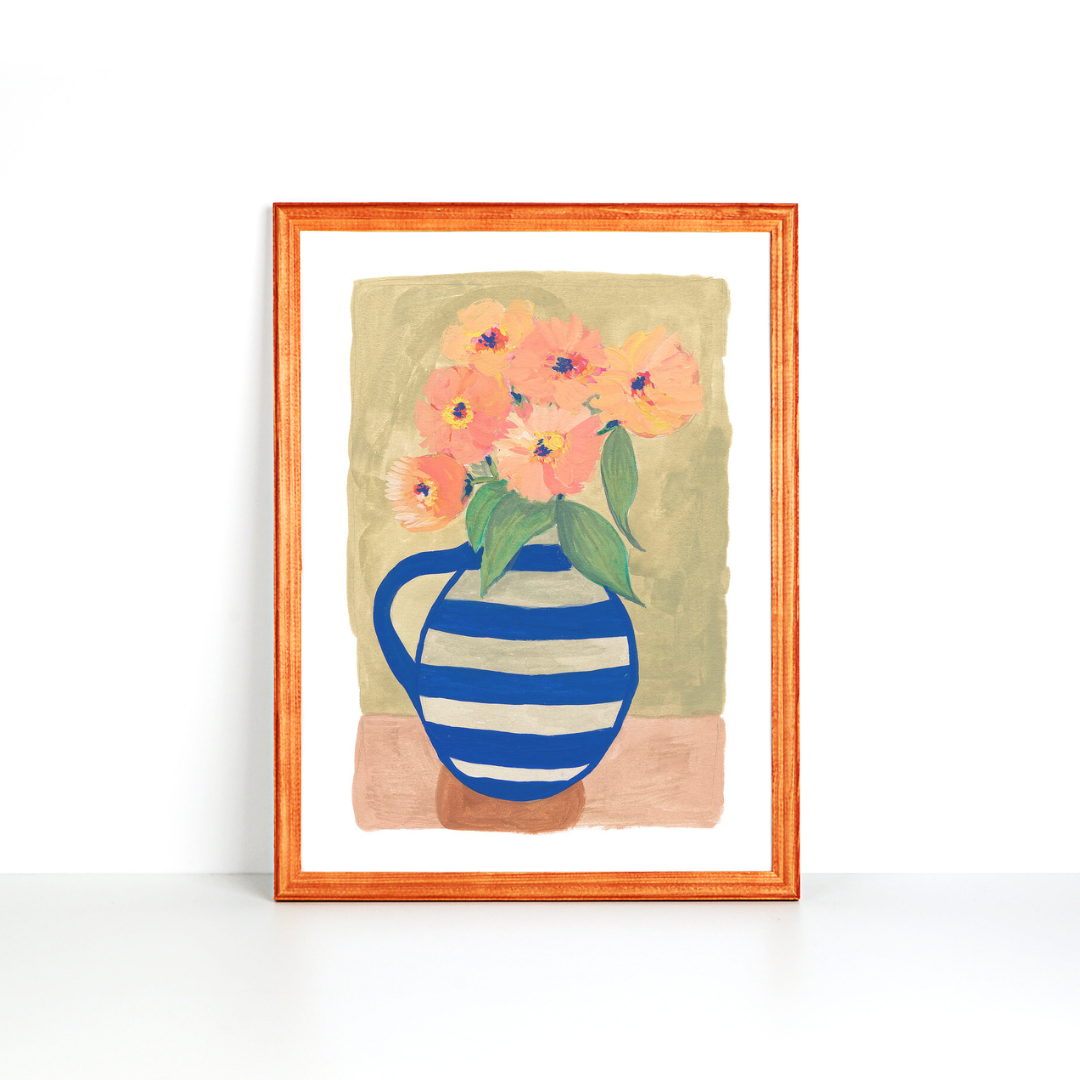 Still Life - Blue Vase and Flowers