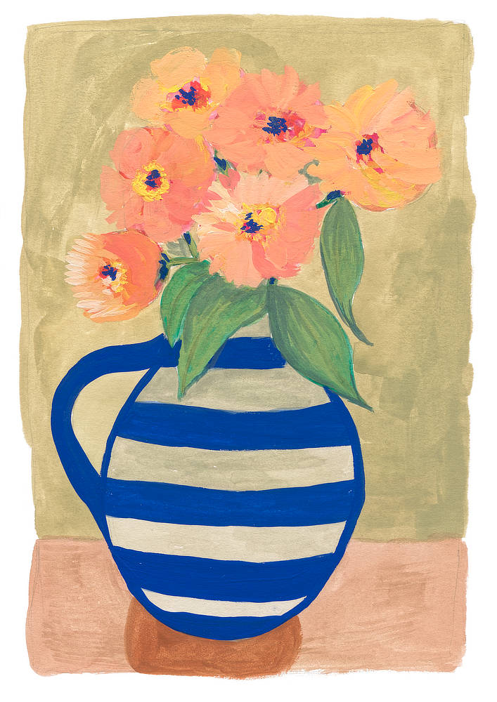 Still Life - Blue Vase and Flowers