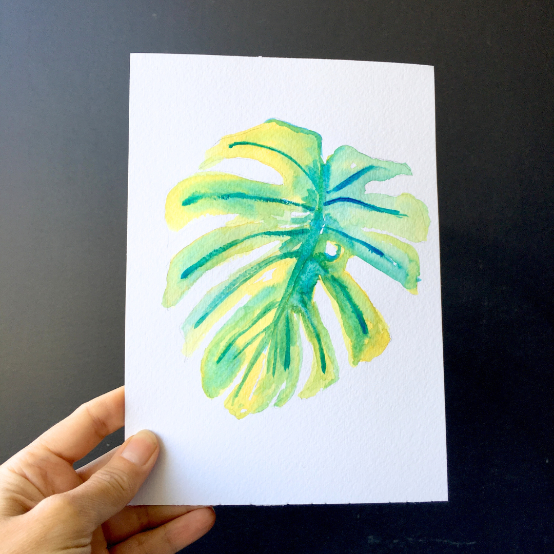 🍃 Tropical Monstera Leaf in Watercolour
