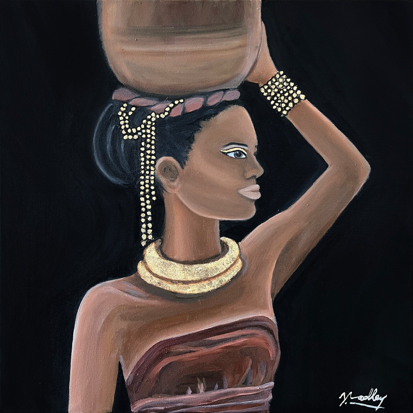 African Girl Carrying Water Home