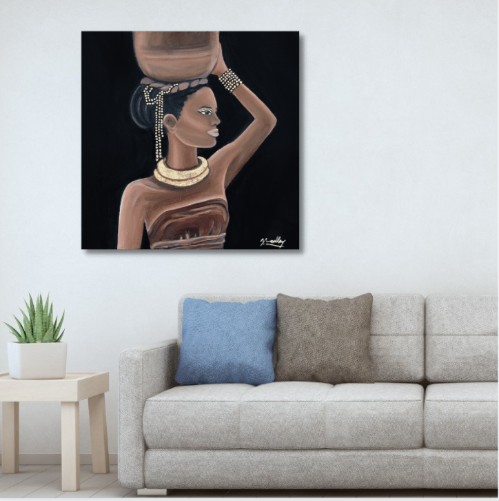 African Girl Carrying Water Home