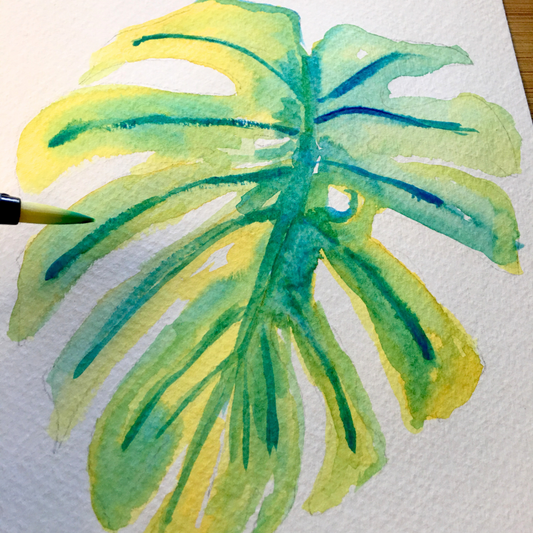 🍃 Tropical Monstera Leaf in Watercolour