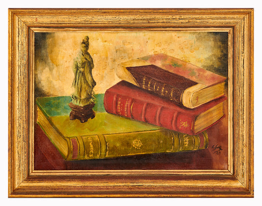 Statuette en Jade aux livres reliés